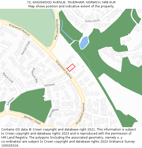 72, KINGSWOOD AVENUE, TAVERHAM, NORWICH, NR8 6UR: Location map and indicative extent of plot