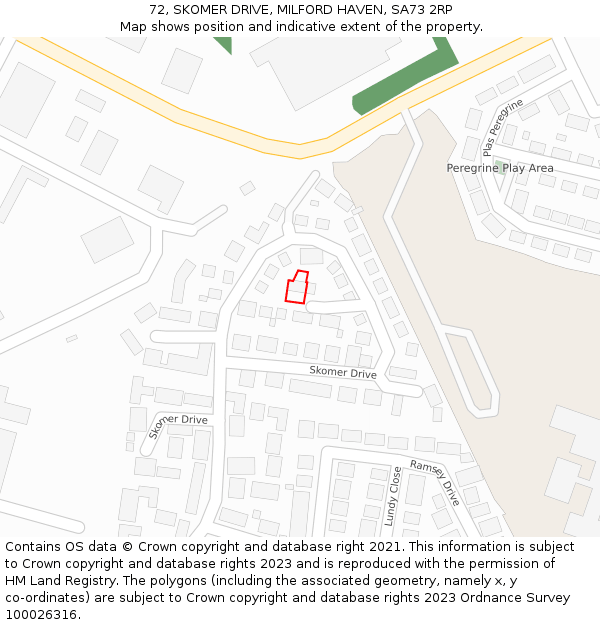 72, SKOMER DRIVE, MILFORD HAVEN, SA73 2RP: Location map and indicative extent of plot