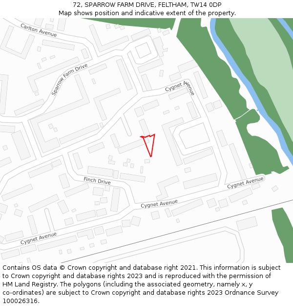 72, SPARROW FARM DRIVE, FELTHAM, TW14 0DP: Location map and indicative extent of plot