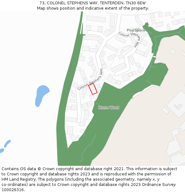 73, COLONEL STEPHENS WAY, TENTERDEN, TN30 6EW: Location map and indicative extent of plot