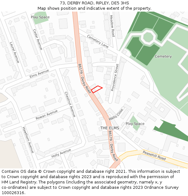 73, DERBY ROAD, RIPLEY, DE5 3HS: Location map and indicative extent of plot
