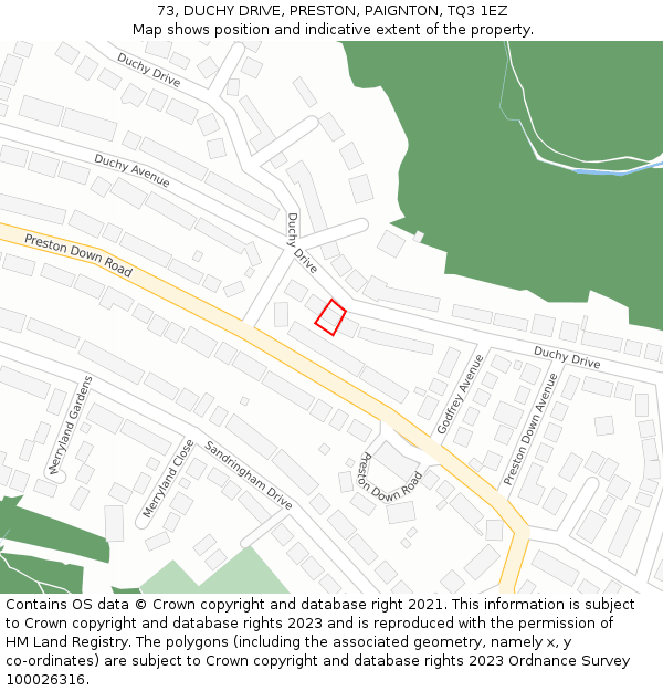 73, DUCHY DRIVE, PRESTON, PAIGNTON, TQ3 1EZ: Location map and indicative extent of plot