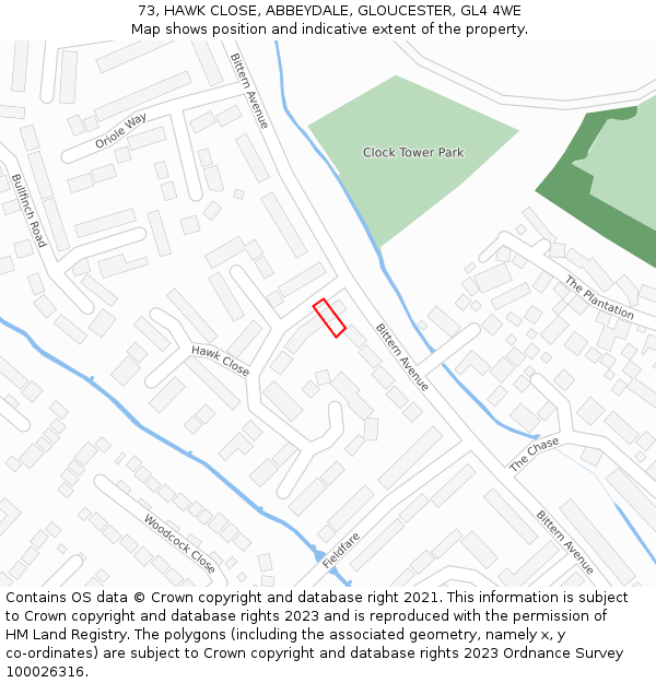 73, HAWK CLOSE, ABBEYDALE, GLOUCESTER, GL4 4WE: Location map and indicative extent of plot