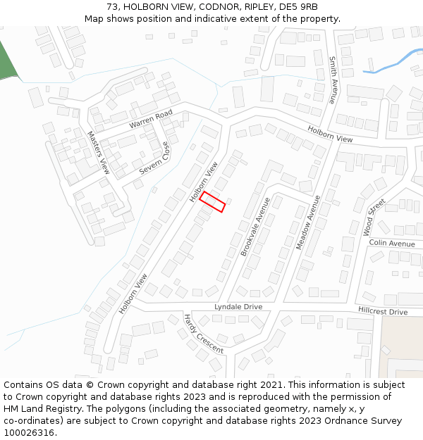 73, HOLBORN VIEW, CODNOR, RIPLEY, DE5 9RB: Location map and indicative extent of plot