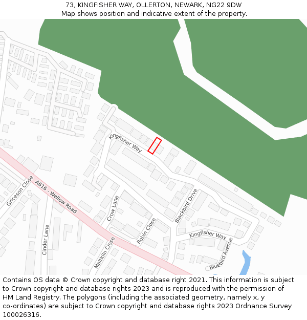 73, KINGFISHER WAY, OLLERTON, NEWARK, NG22 9DW: Location map and indicative extent of plot