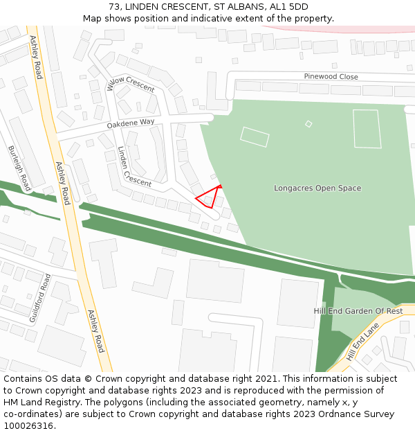 73, LINDEN CRESCENT, ST ALBANS, AL1 5DD: Location map and indicative extent of plot