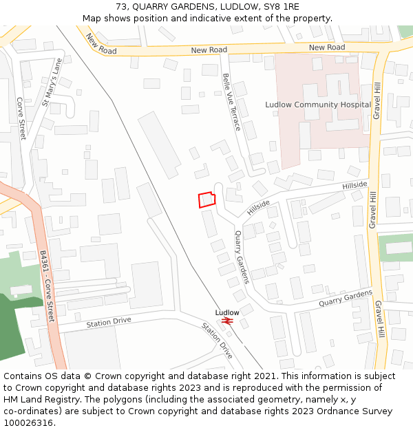 73, QUARRY GARDENS, LUDLOW, SY8 1RE: Location map and indicative extent of plot