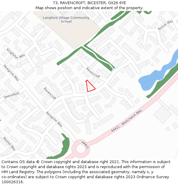 73, RAVENCROFT, BICESTER, OX26 6YE: Location map and indicative extent of plot