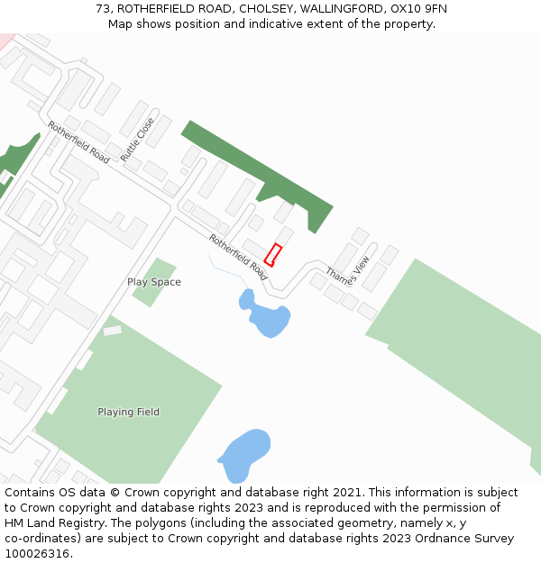 73, ROTHERFIELD ROAD, CHOLSEY, WALLINGFORD, OX10 9FN: Location map and indicative extent of plot