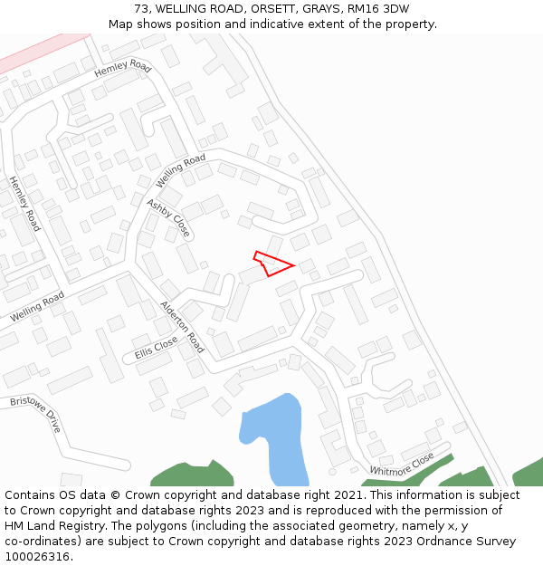 73, WELLING ROAD, ORSETT, GRAYS, RM16 3DW: Location map and indicative extent of plot