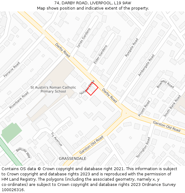 74, DARBY ROAD, LIVERPOOL, L19 9AW: Location map and indicative extent of plot