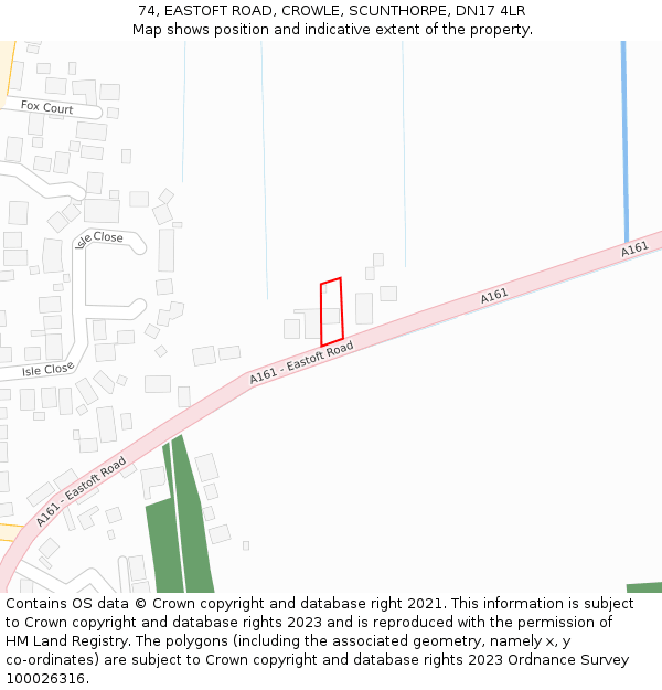 74, EASTOFT ROAD, CROWLE, SCUNTHORPE, DN17 4LR: Location map and indicative extent of plot