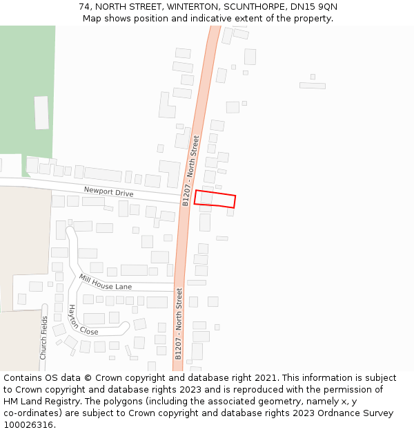74, NORTH STREET, WINTERTON, SCUNTHORPE, DN15 9QN: Location map and indicative extent of plot