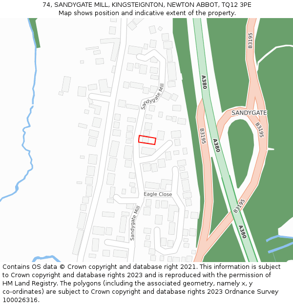 74, SANDYGATE MILL, KINGSTEIGNTON, NEWTON ABBOT, TQ12 3PE: Location map and indicative extent of plot