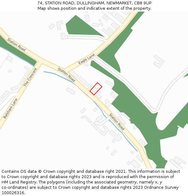 74, STATION ROAD, DULLINGHAM, NEWMARKET, CB8 9UP: Location map and indicative extent of plot