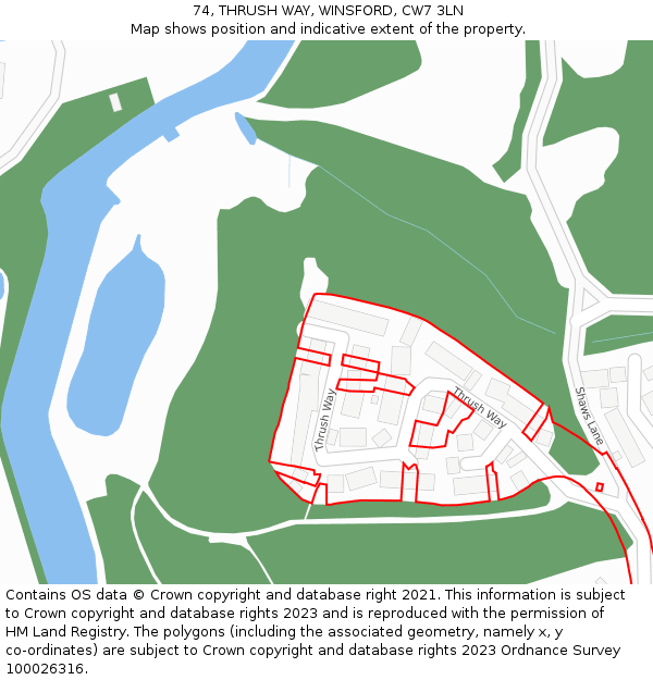 74, THRUSH WAY, WINSFORD, CW7 3LN: Location map and indicative extent of plot