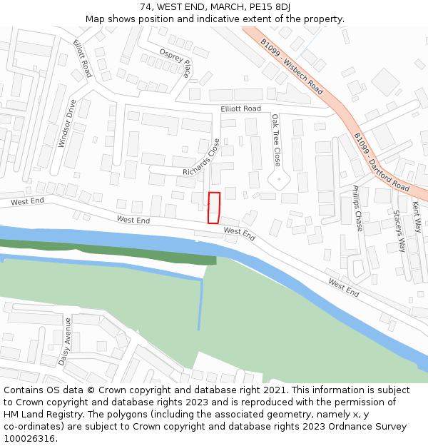 74, WEST END, MARCH, PE15 8DJ: Location map and indicative extent of plot