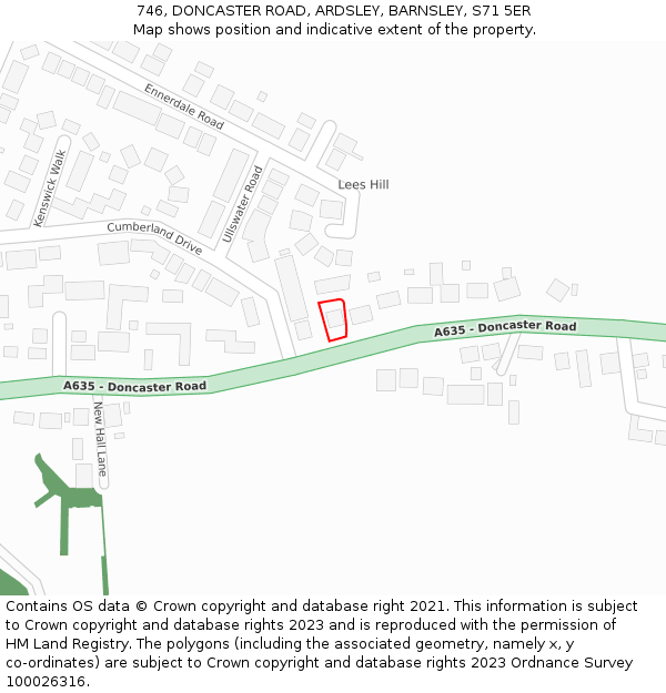 746, DONCASTER ROAD, ARDSLEY, BARNSLEY, S71 5ER: Location map and indicative extent of plot