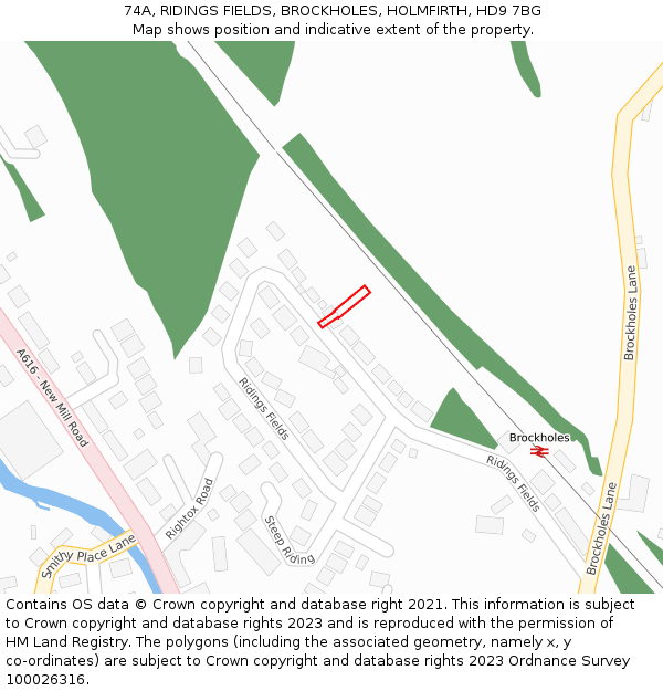 74A, RIDINGS FIELDS, BROCKHOLES, HOLMFIRTH, HD9 7BG: Location map and indicative extent of plot