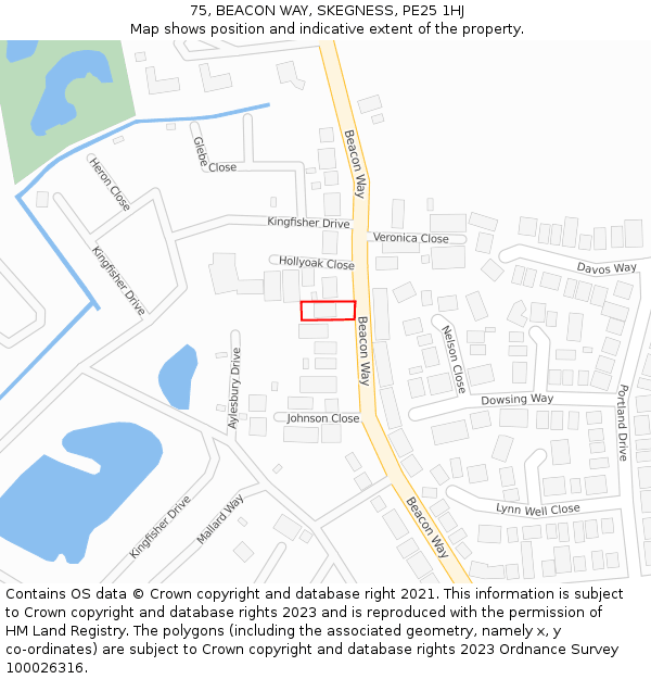 75, BEACON WAY, SKEGNESS, PE25 1HJ: Location map and indicative extent of plot