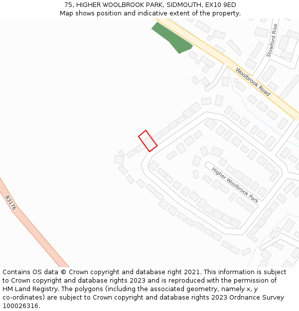 75, HIGHER WOOLBROOK PARK, SIDMOUTH, EX10 9ED: Location map and indicative extent of plot