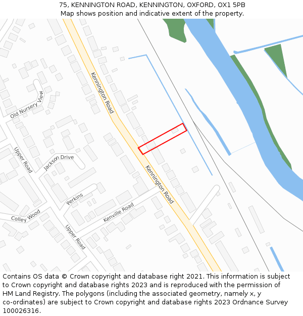 75, KENNINGTON ROAD, KENNINGTON, OXFORD, OX1 5PB: Location map and indicative extent of plot