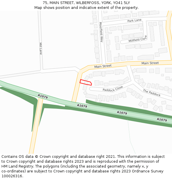 75, MAIN STREET, WILBERFOSS, YORK, YO41 5LY: Location map and indicative extent of plot