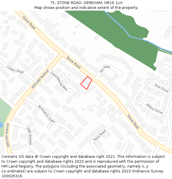 75, STONE ROAD, DEREHAM, NR19 1LH: Location map and indicative extent of plot