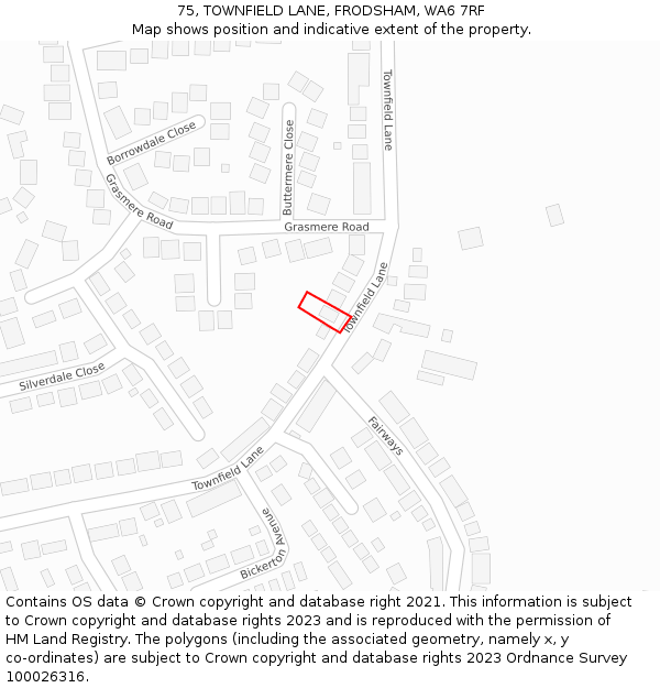 75, TOWNFIELD LANE, FRODSHAM, WA6 7RF: Location map and indicative extent of plot