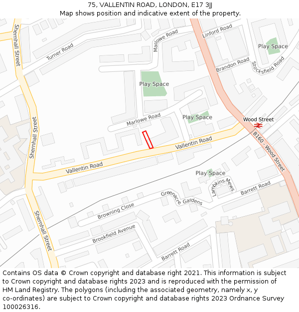 75, VALLENTIN ROAD, LONDON, E17 3JJ: Location map and indicative extent of plot