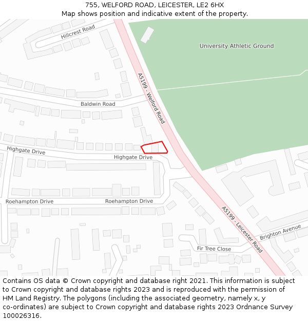 755, WELFORD ROAD, LEICESTER, LE2 6HX: Location map and indicative extent of plot