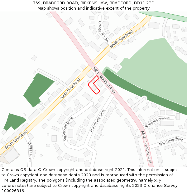 759, BRADFORD ROAD, BIRKENSHAW, BRADFORD, BD11 2BD: Location map and indicative extent of plot