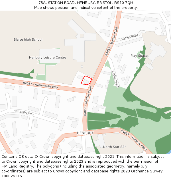 75A, STATION ROAD, HENBURY, BRISTOL, BS10 7QH: Location map and indicative extent of plot