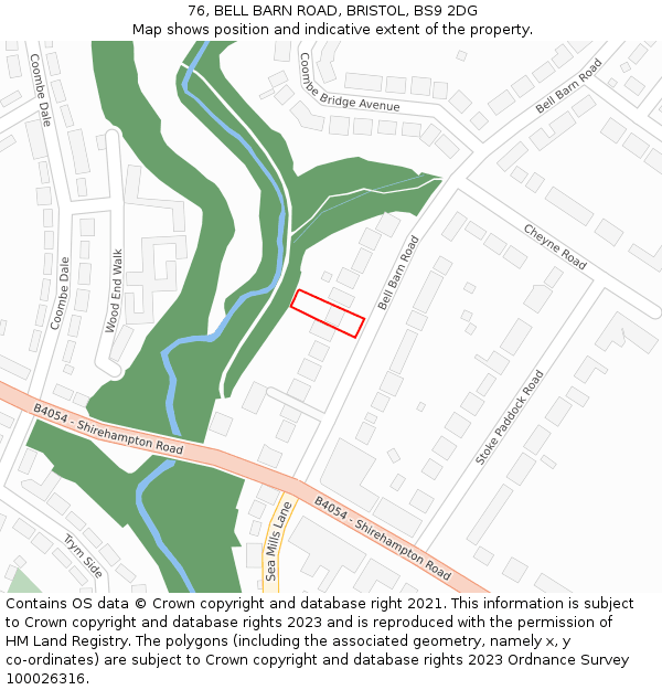 76, BELL BARN ROAD, BRISTOL, BS9 2DG: Location map and indicative extent of plot