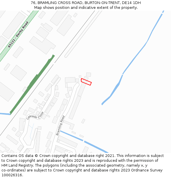 76, BRAMLING CROSS ROAD, BURTON-ON-TRENT, DE14 1DH: Location map and indicative extent of plot