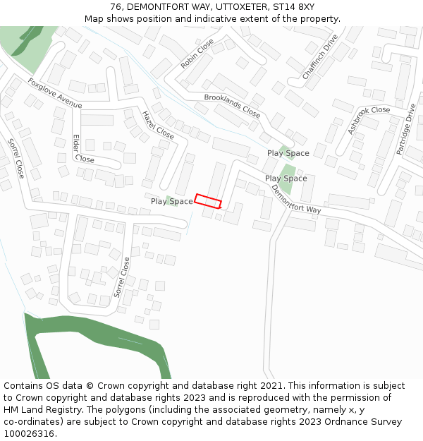 76, DEMONTFORT WAY, UTTOXETER, ST14 8XY: Location map and indicative extent of plot