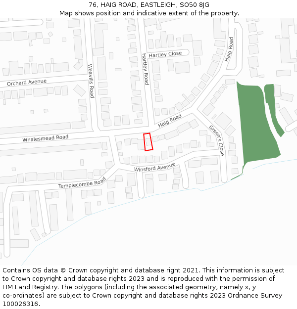 76, HAIG ROAD, EASTLEIGH, SO50 8JG: Location map and indicative extent of plot