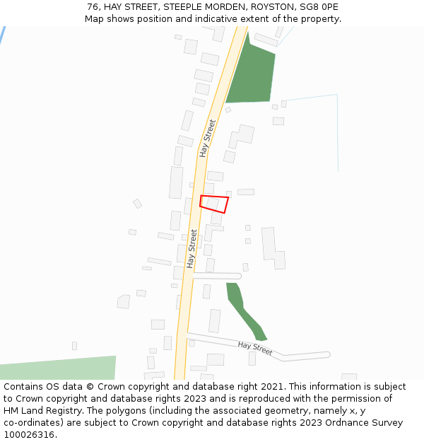 76, HAY STREET, STEEPLE MORDEN, ROYSTON, SG8 0PE: Location map and indicative extent of plot