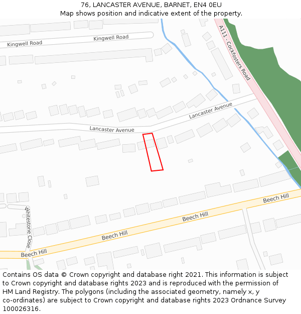 76, LANCASTER AVENUE, BARNET, EN4 0EU: Location map and indicative extent of plot
