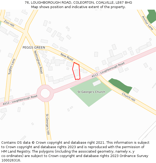 76, LOUGHBOROUGH ROAD, COLEORTON, COALVILLE, LE67 8HG: Location map and indicative extent of plot