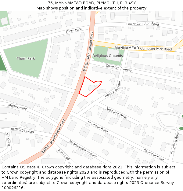 76, MANNAMEAD ROAD, PLYMOUTH, PL3 4SY: Location map and indicative extent of plot