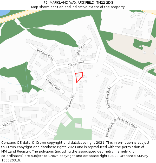 76, MARKLAND WAY, UCKFIELD, TN22 2DG: Location map and indicative extent of plot