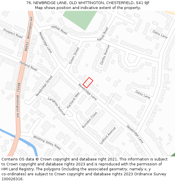 76, NEWBRIDGE LANE, OLD WHITTINGTON, CHESTERFIELD, S41 9JF: Location map and indicative extent of plot