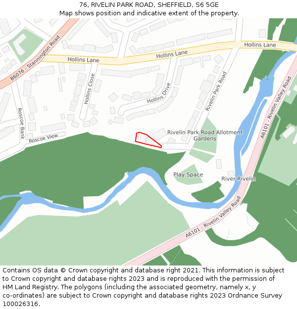 76, RIVELIN PARK ROAD, SHEFFIELD, S6 5GE: Location map and indicative extent of plot