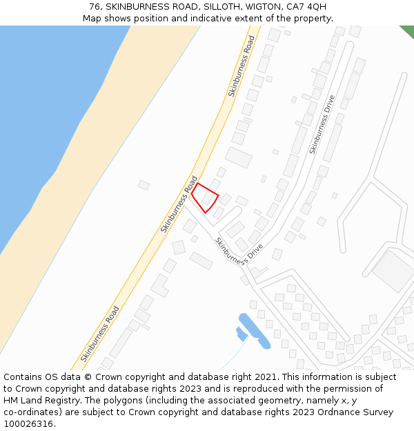 76, SKINBURNESS ROAD, SILLOTH, WIGTON, CA7 4QH: Location map and indicative extent of plot