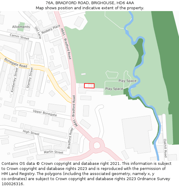76A, BRADFORD ROAD, BRIGHOUSE, HD6 4AA: Location map and indicative extent of plot