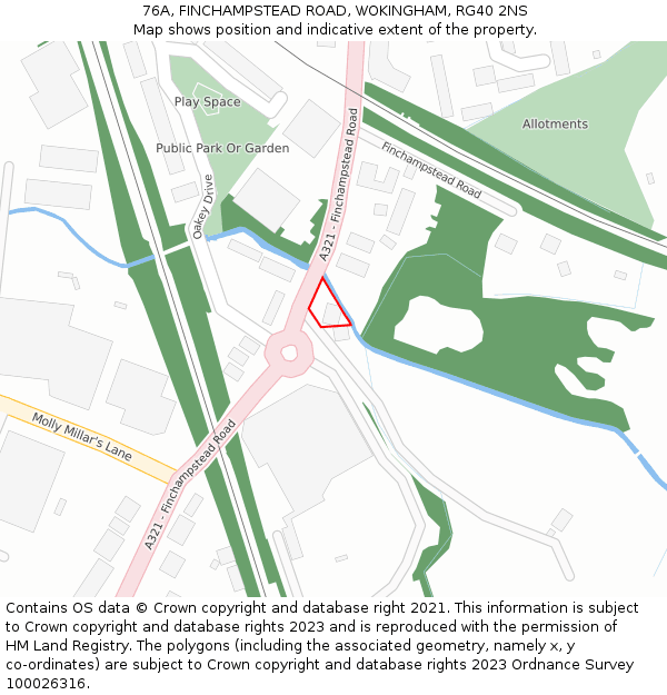 76A, FINCHAMPSTEAD ROAD, WOKINGHAM, RG40 2NS: Location map and indicative extent of plot