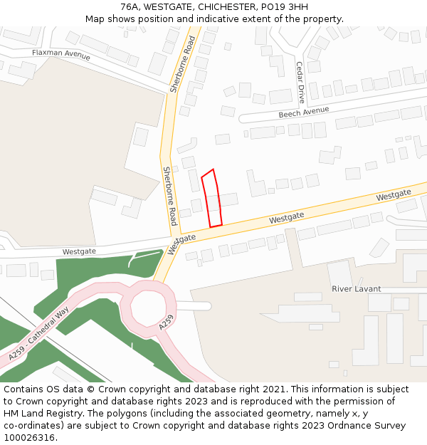 76A, WESTGATE, CHICHESTER, PO19 3HH: Location map and indicative extent of plot