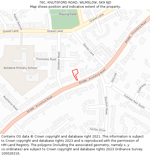 76C, KNUTSFORD ROAD, WILMSLOW, SK9 6JD: Location map and indicative extent of plot