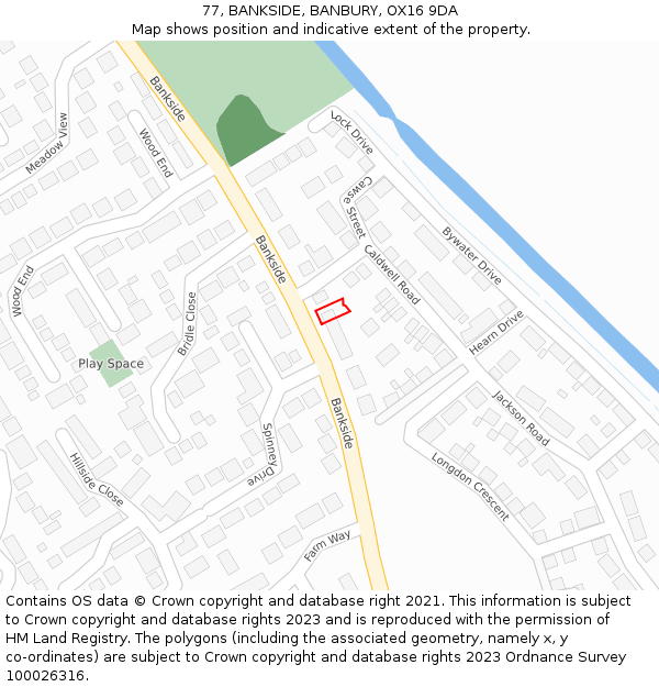 77, BANKSIDE, BANBURY, OX16 9DA: Location map and indicative extent of plot